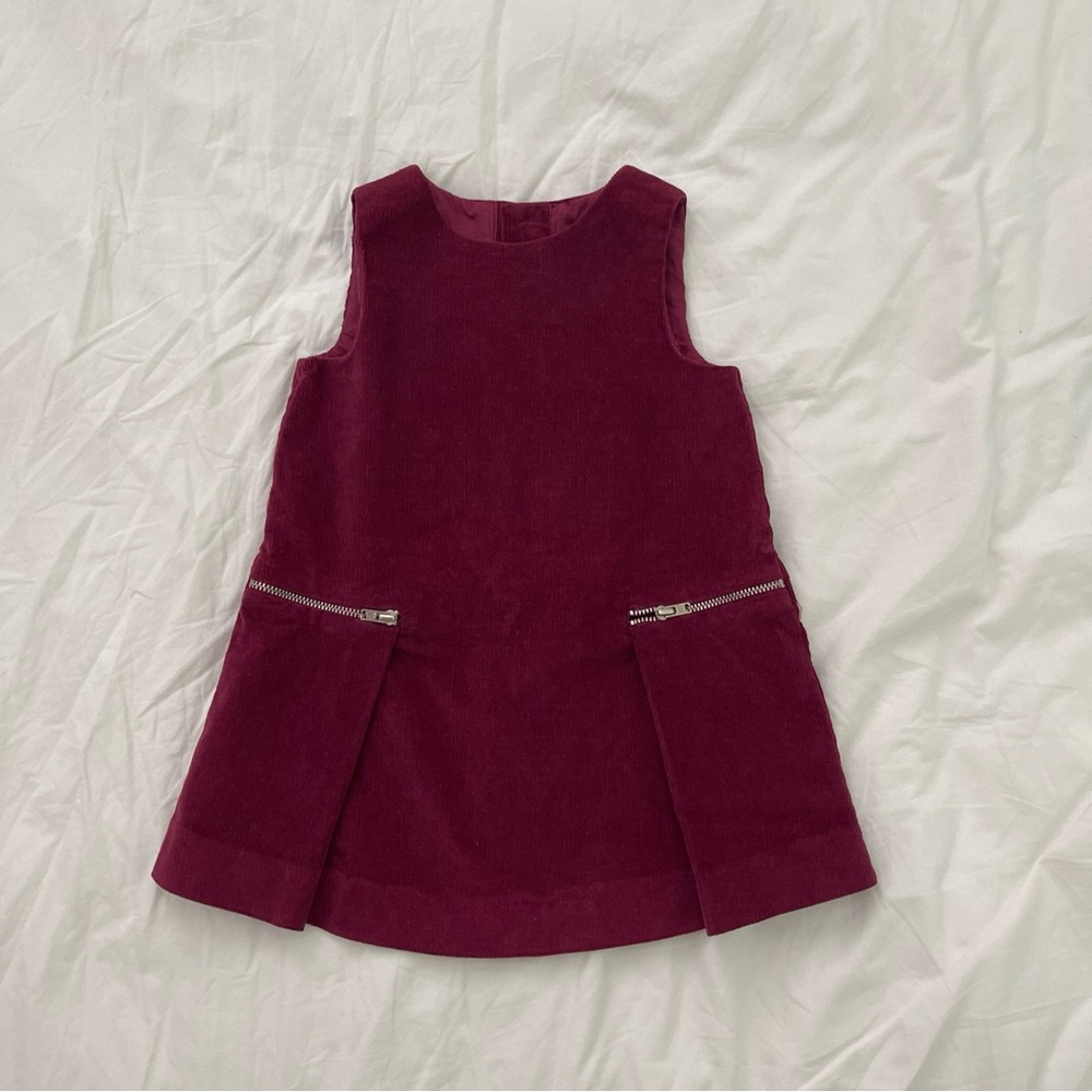 New Zara Burgundy Red Corduroy Dress